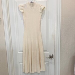 ME+EM Cream Textured Midi Dress